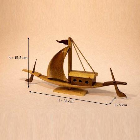 Handmade Wood Sailing Boat Table Accent